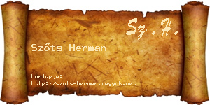 Szőts Herman névjegykártya
